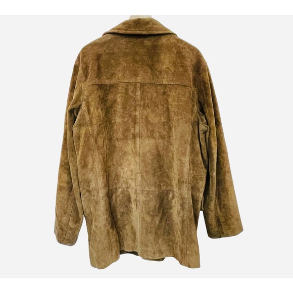 J.Crew Button Down 100% Brown Leather Suede Coat Jacket Size Large #4066 - Picture 3 of 13